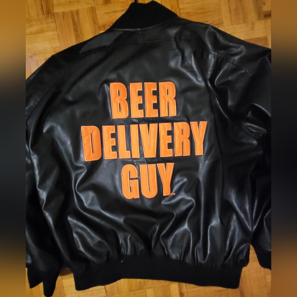Leather jacket Beer delivery guy